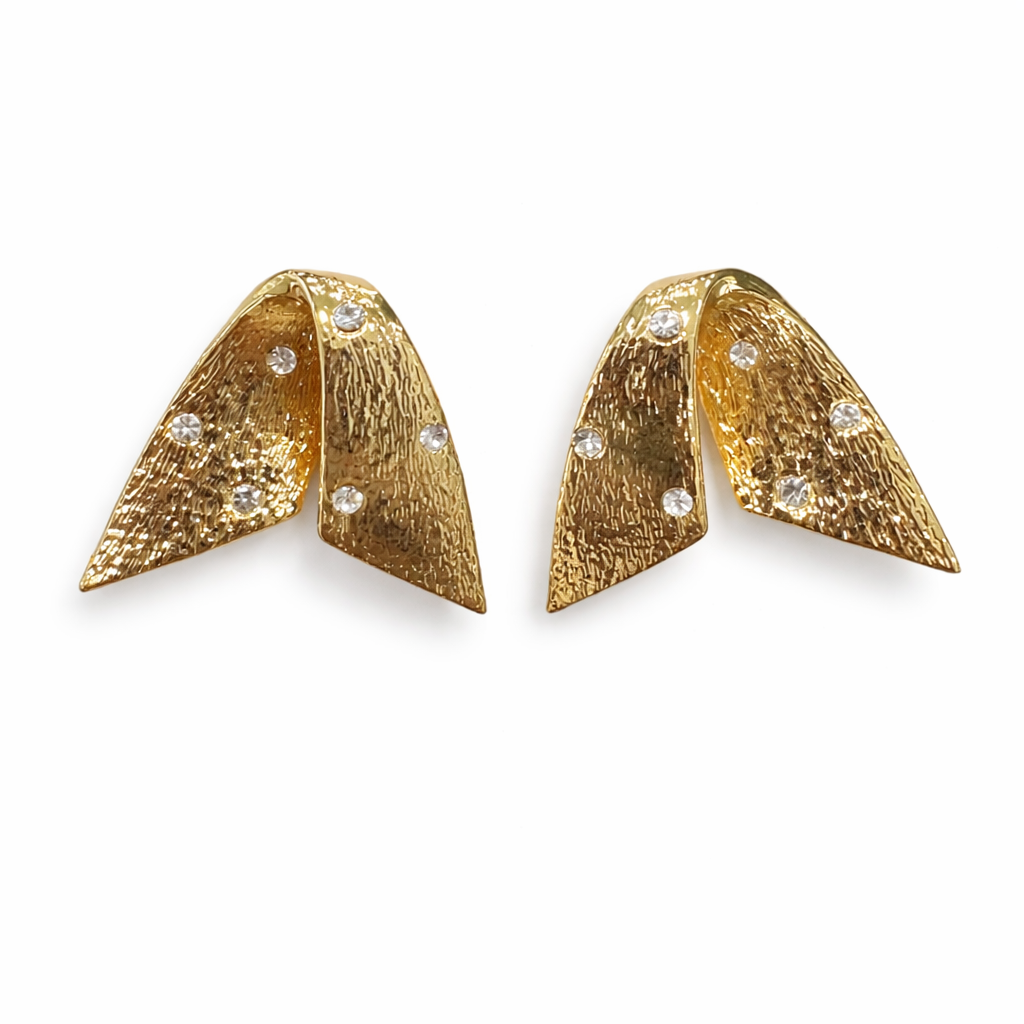 088 Gold Statement Earrings with Swarovski Embellishments