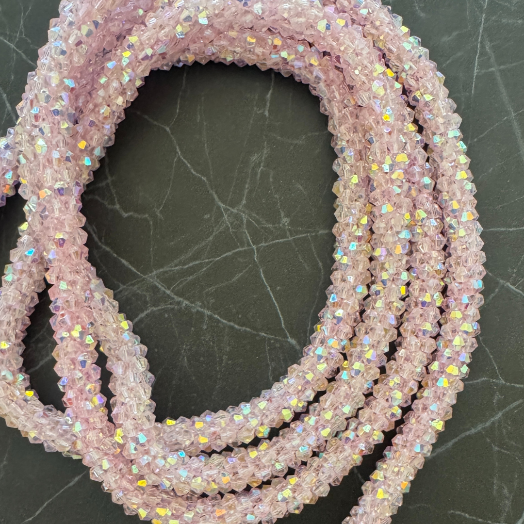 Marg Wrap Beaded Necklace / Belt (165cm), Soft Pink