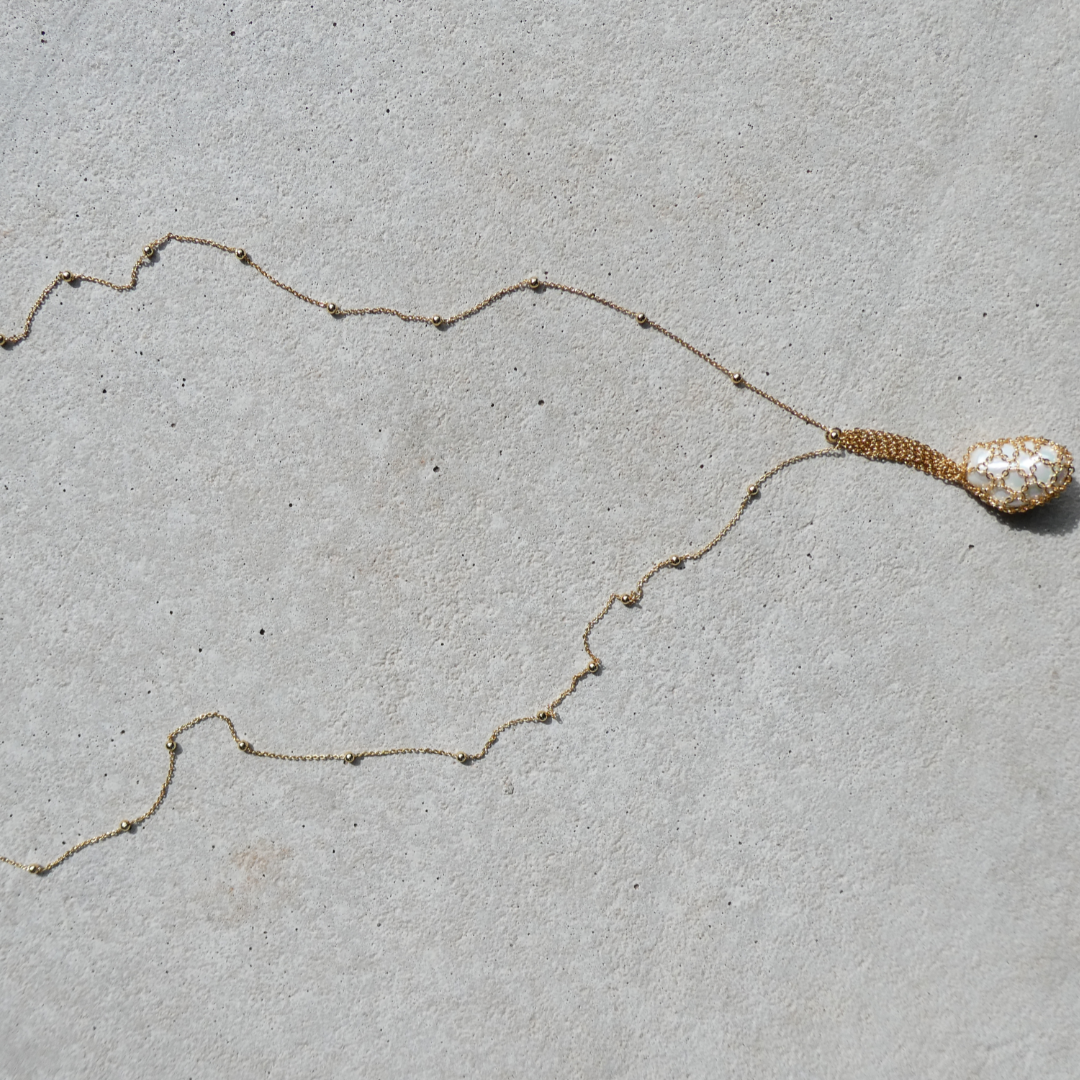 0016 Long Cage Pearl Necklace
