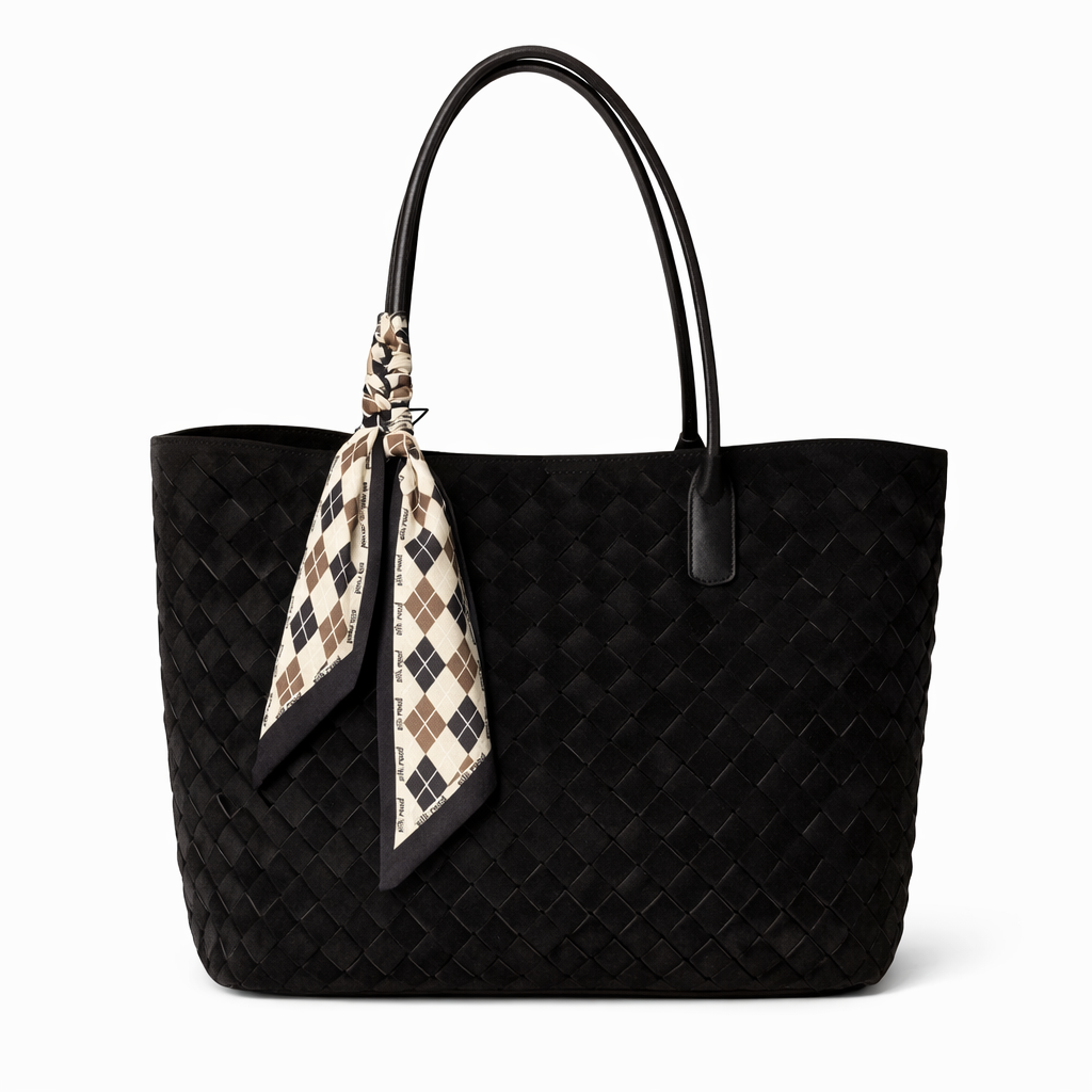 CARLY, Black Suede Tote Bag