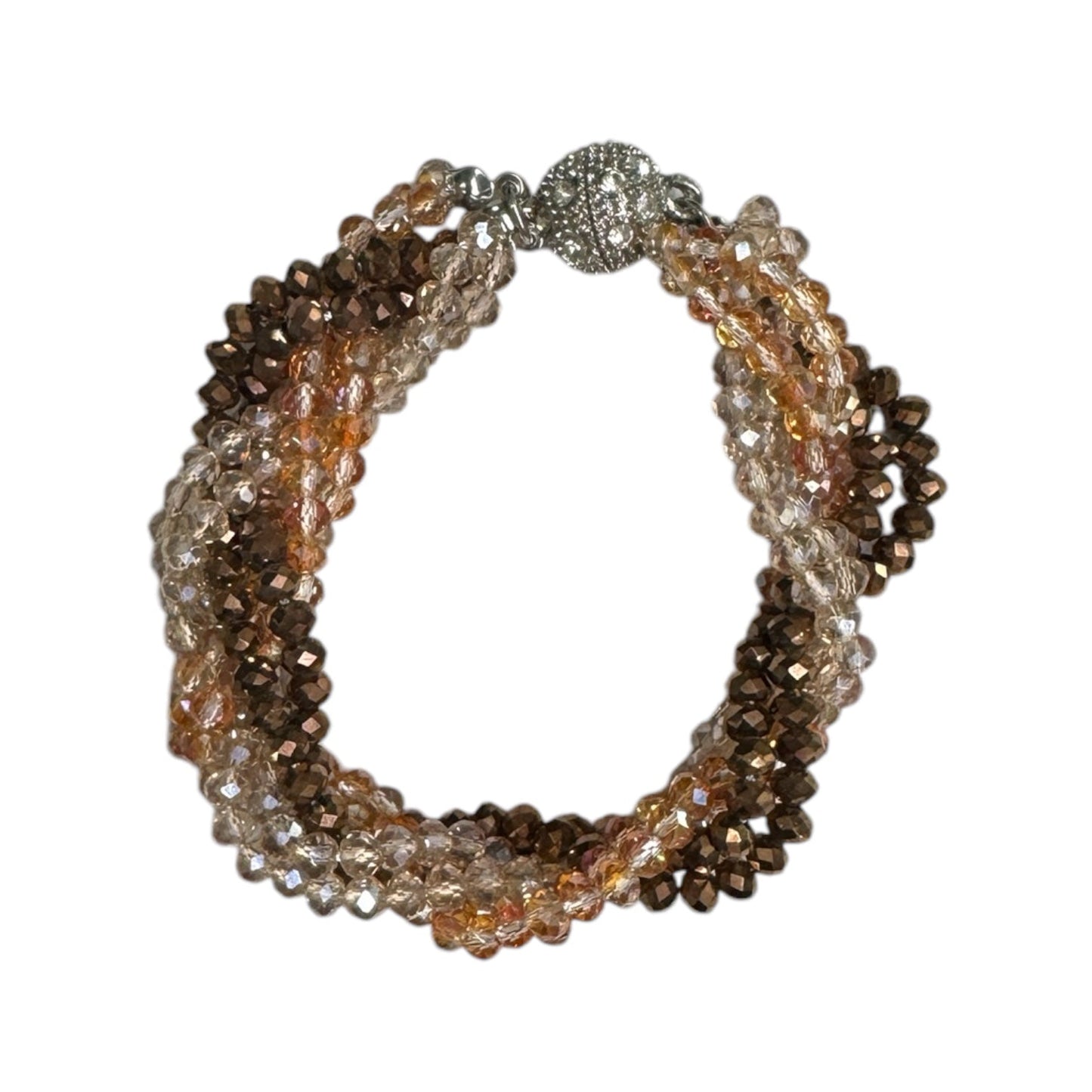 102 Braided Beaded Bracelet, Bronze