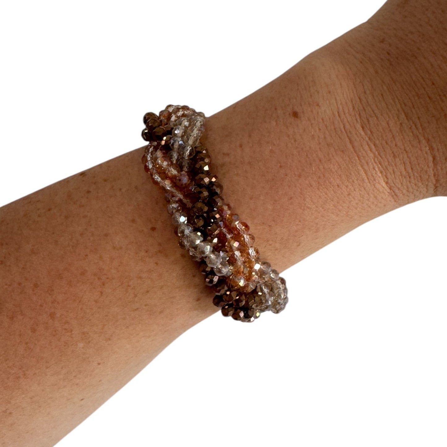 102 Braided Beaded Bracelet, Bronze