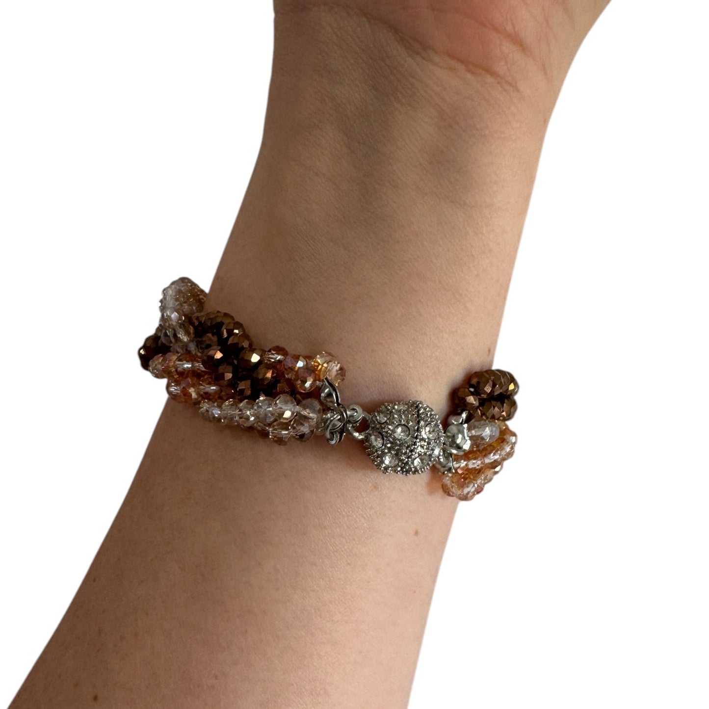 102 Braided Beaded Bracelet, Bronze