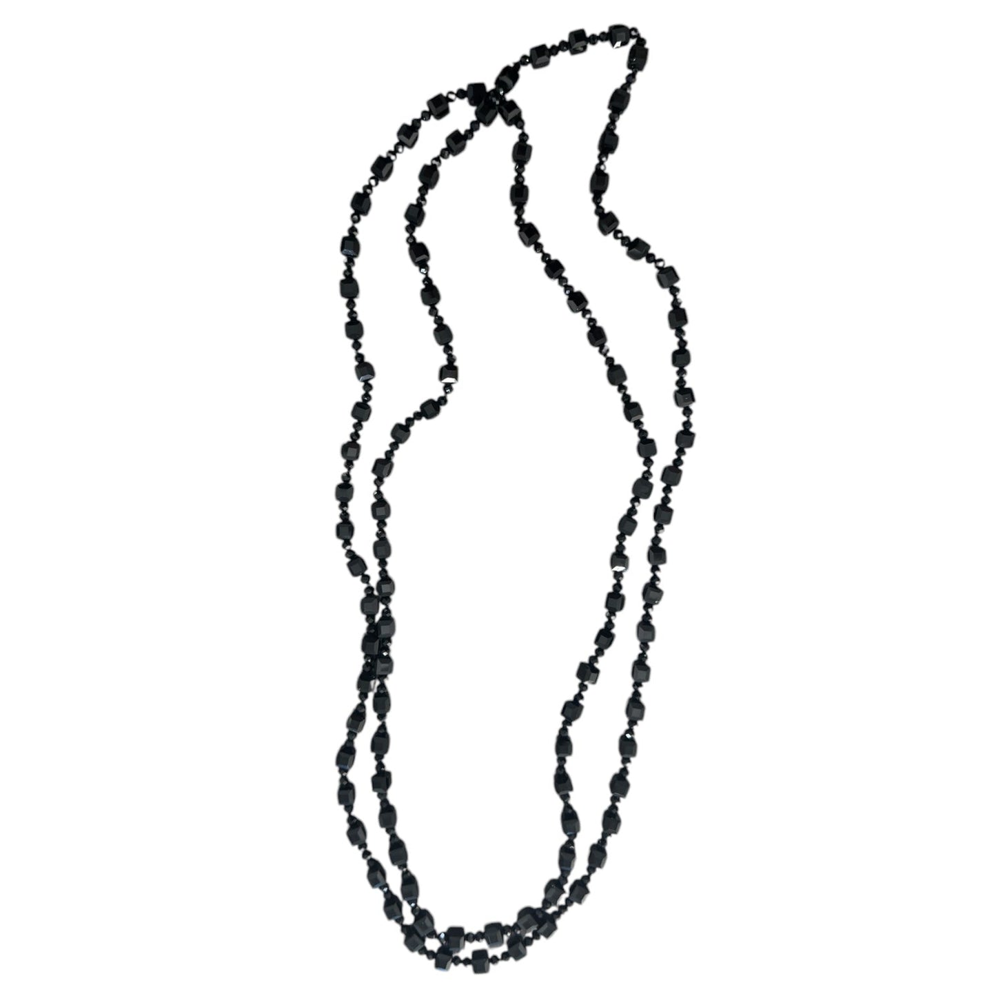 0006 Beaded Long Necklace, Black