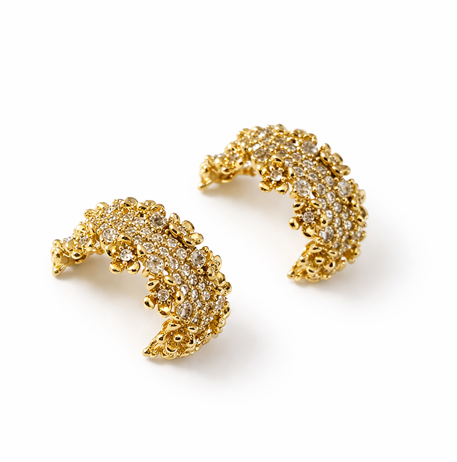060 Gold Flower Filigree Hoops