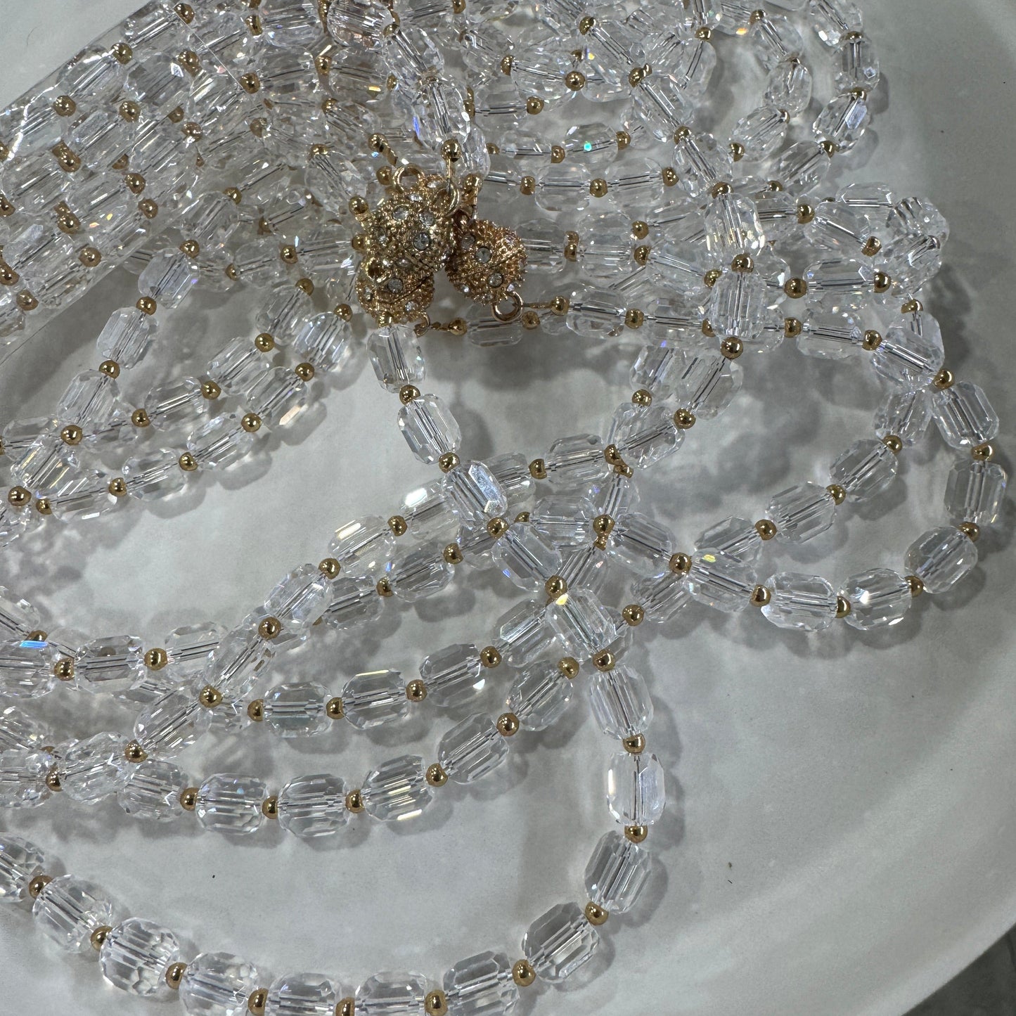 0001 (Short) Swarovski Faceted Rondelle Beaded Chocker, Clear