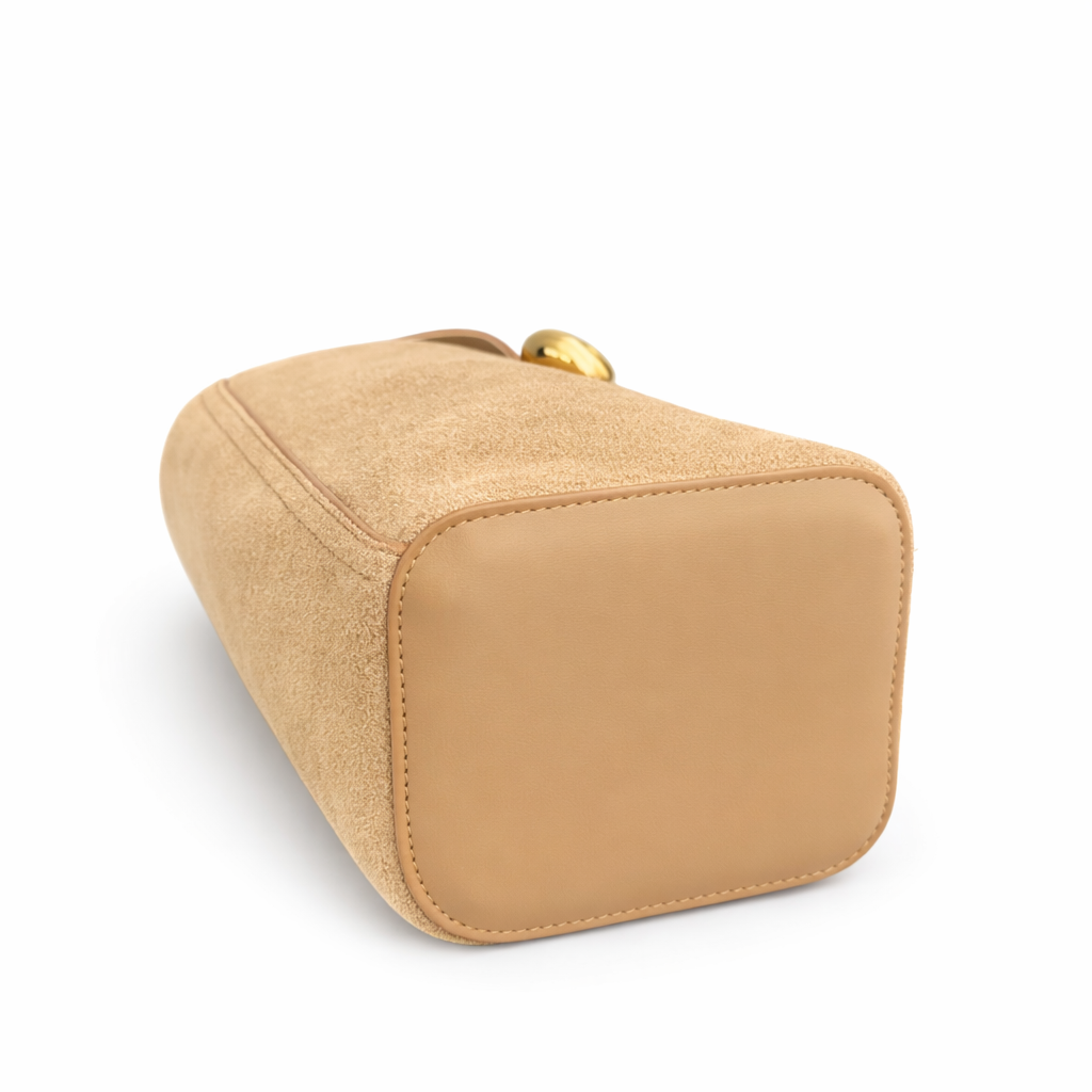 REMI Bucket Bag with Gold Bubble Lock, Mushroom