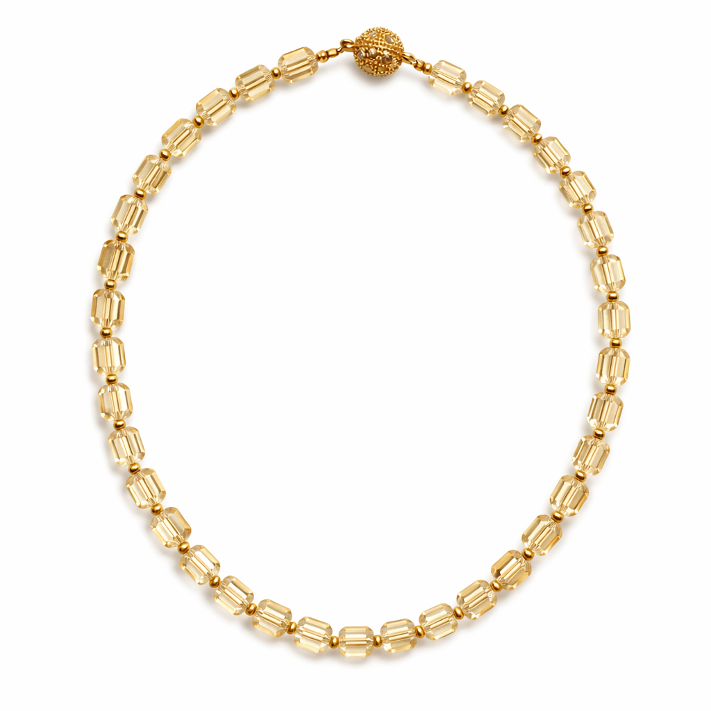 0001 (Short) Swarovski Faceted Rondelle Beaded Chocker, Champagne