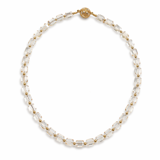 0001 (Short) Swarovski Faceted Rondelle Beaded Chocker, Clear