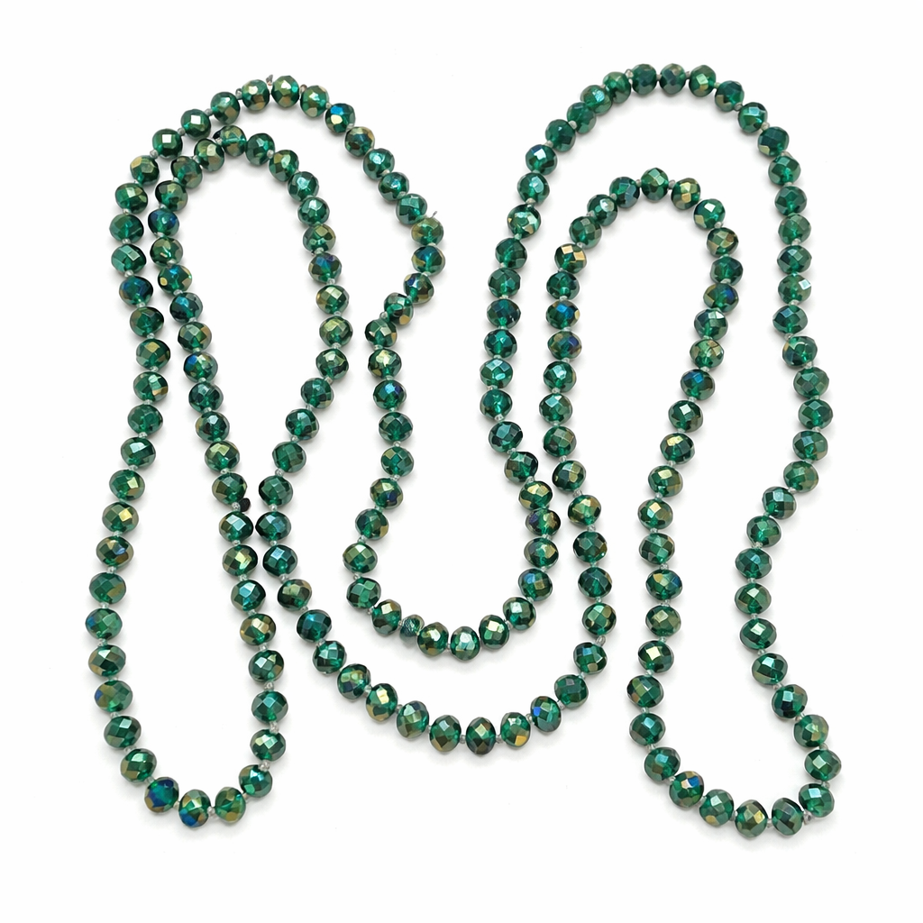 0004 Beaded Long Necklace, Emerald
