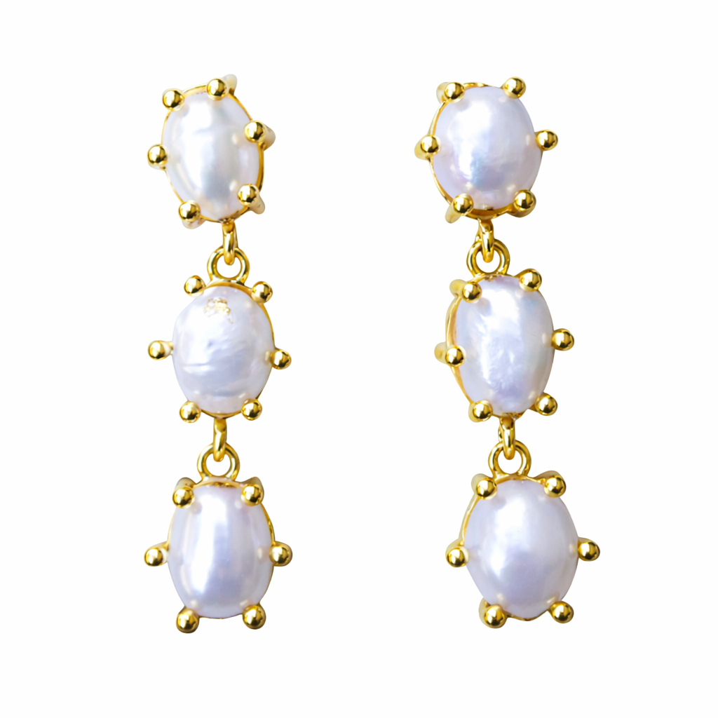 073 Natural Pearl Statement Earrings