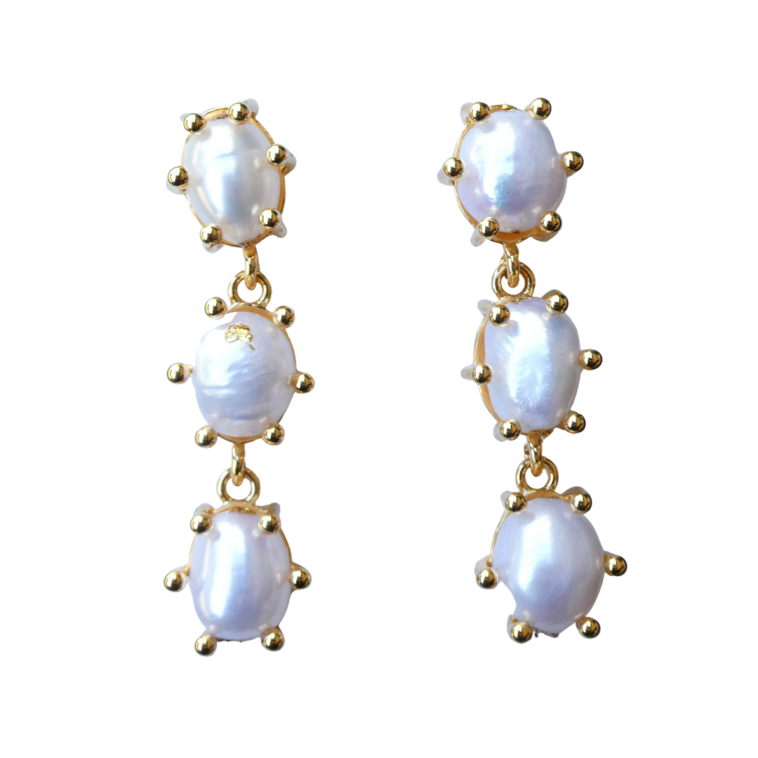 073 Natural Pearl Statement Earrings