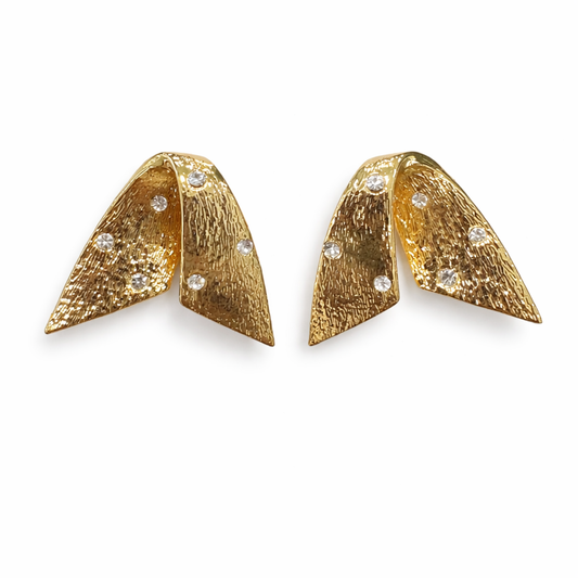 088 Gold Statement Earrings with Swarovski Embellishments