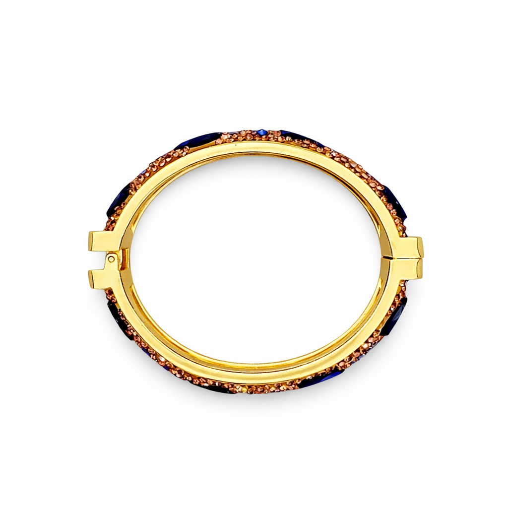 110 Gold Crystal + Stone Bangle, Navy *Spring Opening*