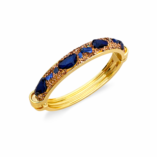 110 Gold Crystal + Stone Bangle, Navy *Spring Opening*
