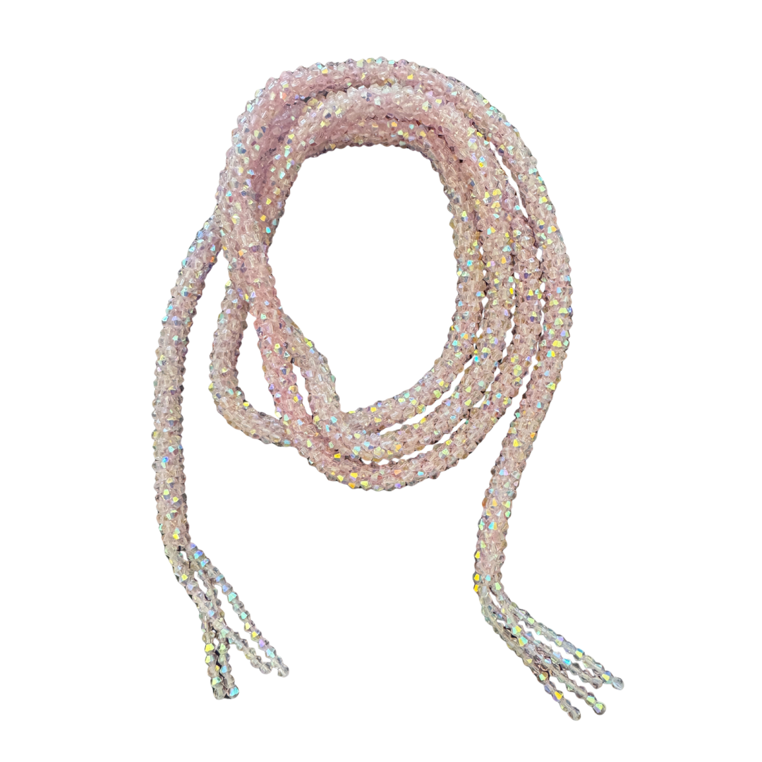 Marg Wrap Beaded Necklace / Belt (165cm), Soft Pink