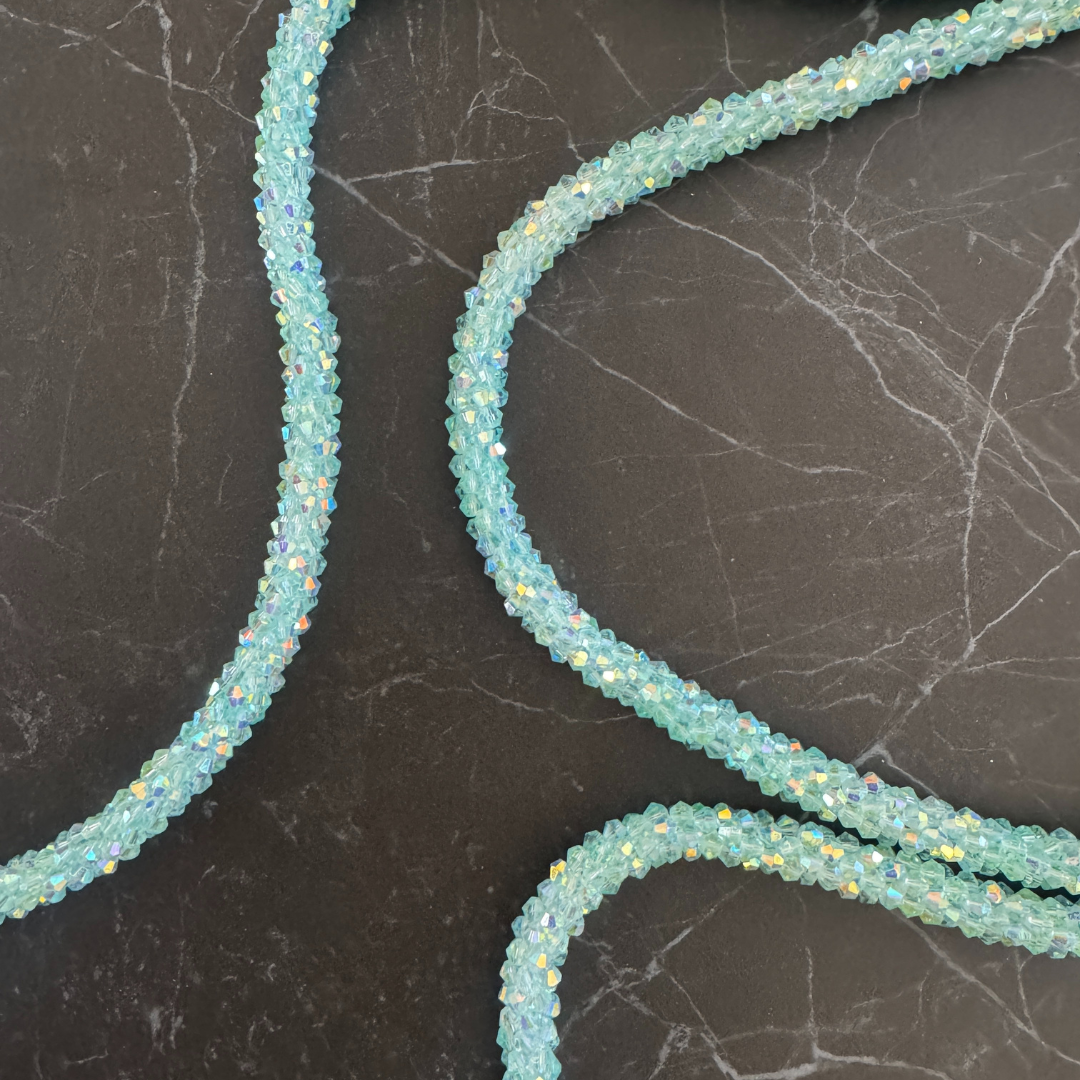 Marg Wrap Beaded Necklace / Belt (165cm), Ice Blue