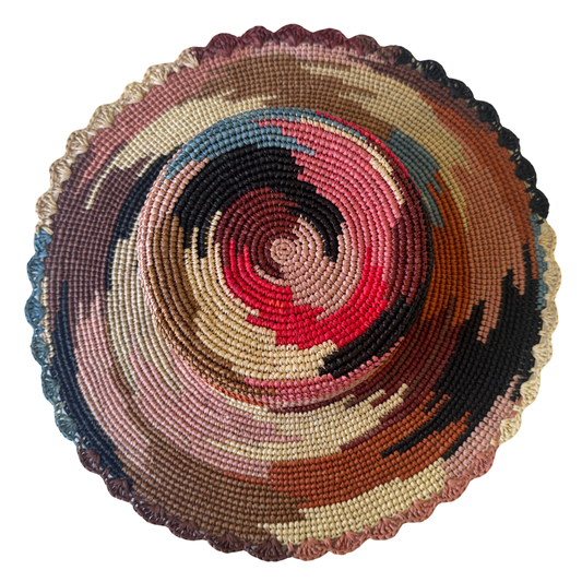 ROLLABLE, Raffia Hat in Choc/Red Camo - Size Small