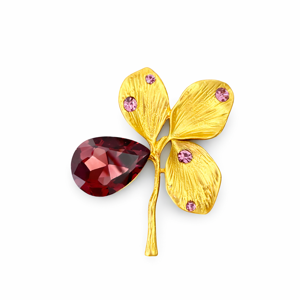 B3 Leaf Brooch, Maroon