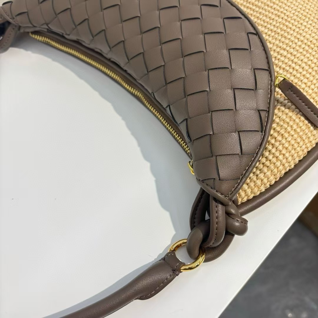 CAMILE Raffia Saddle Bag, Toffee