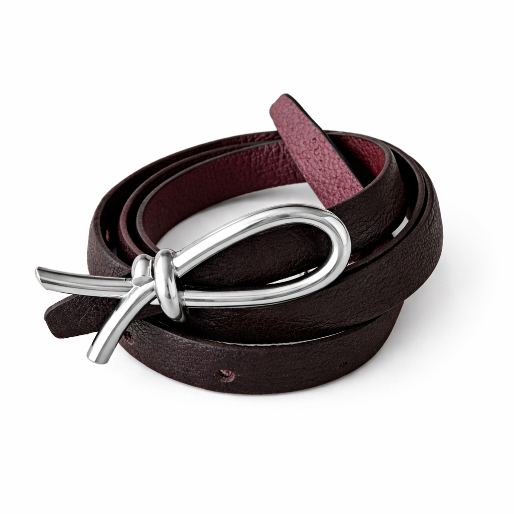 DARCY Choc / Burgundy Leather Belt