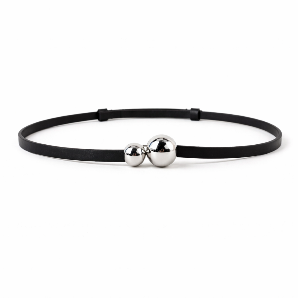 FRAN Leather Dress Belt, Silver