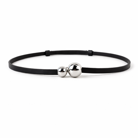 FRAN Leather Dress Belt, Silver