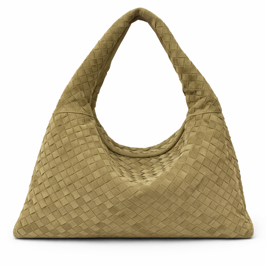 HARRIET, Slouchy Shoulder Bag in Mushroom Suede *Early-March Delivery*