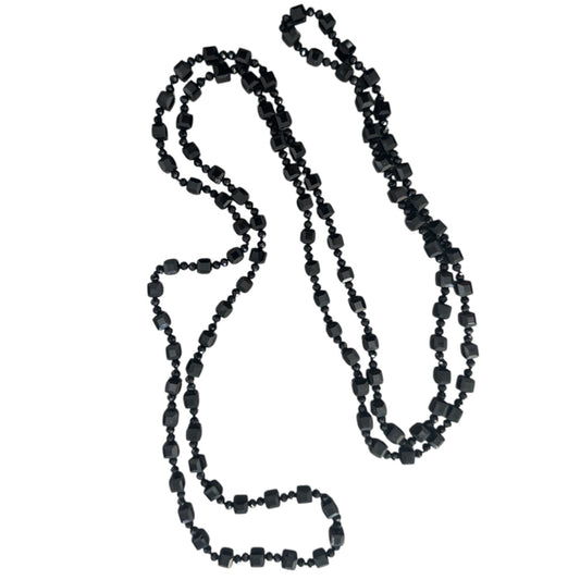 0006 Beaded Long Necklace, Black