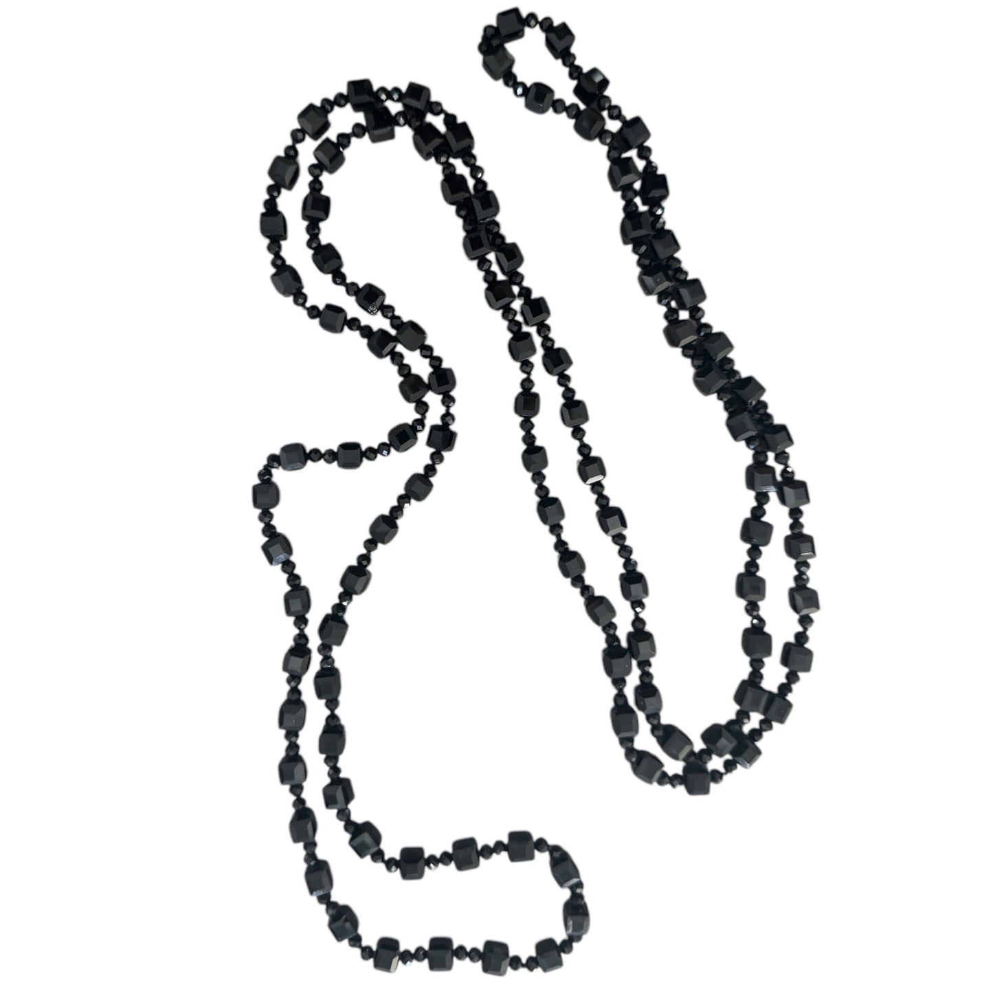 0006 Beaded Long Necklace, Black