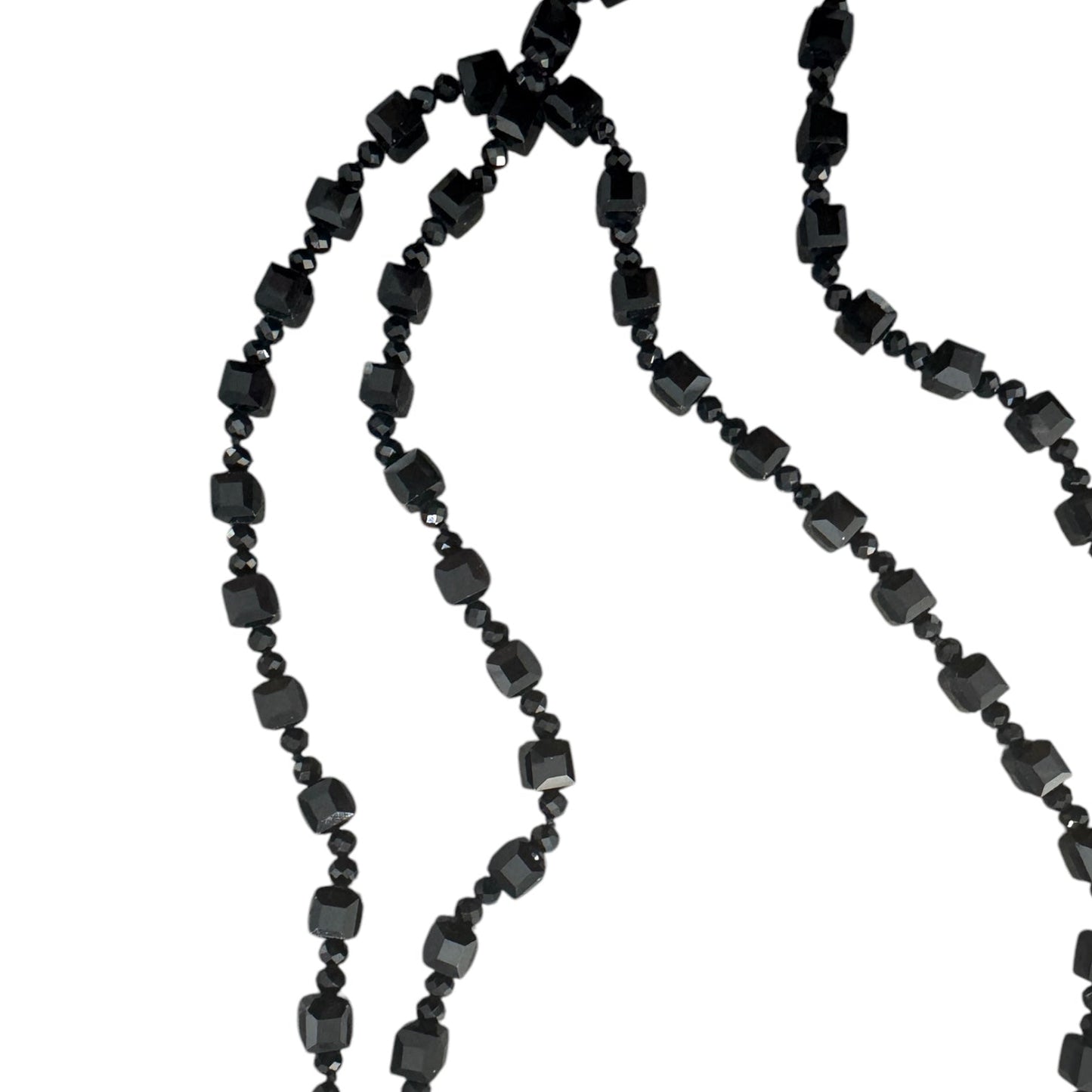 0006 Beaded Long Necklace, Black