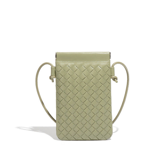 CALL ME Leather Weaved Crossbody Bag, Pistachio