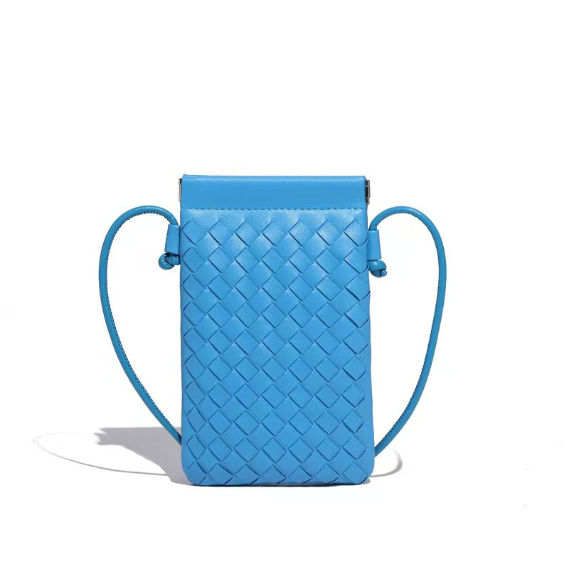 CALL ME Leather Weaved Crossbody Bag, Denim