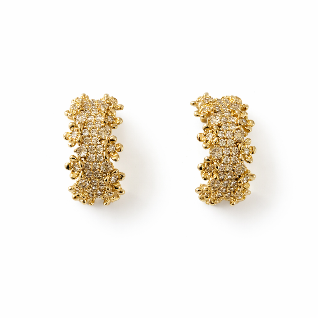 060 Gold Flower Filigree Hoops