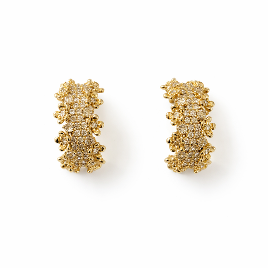 060 Gold Flower Filigree Hoops