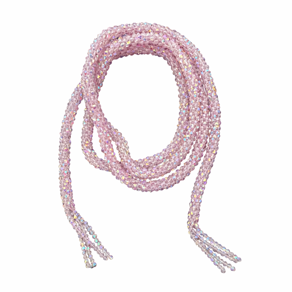 Marg Wrap Beaded Necklace / Belt (165cm), Soft Pink