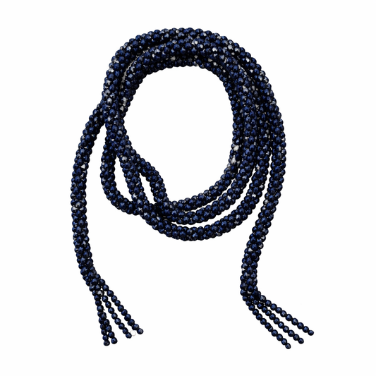 Marg Wrap Beaded Necklace / Belt (165cm), Navy