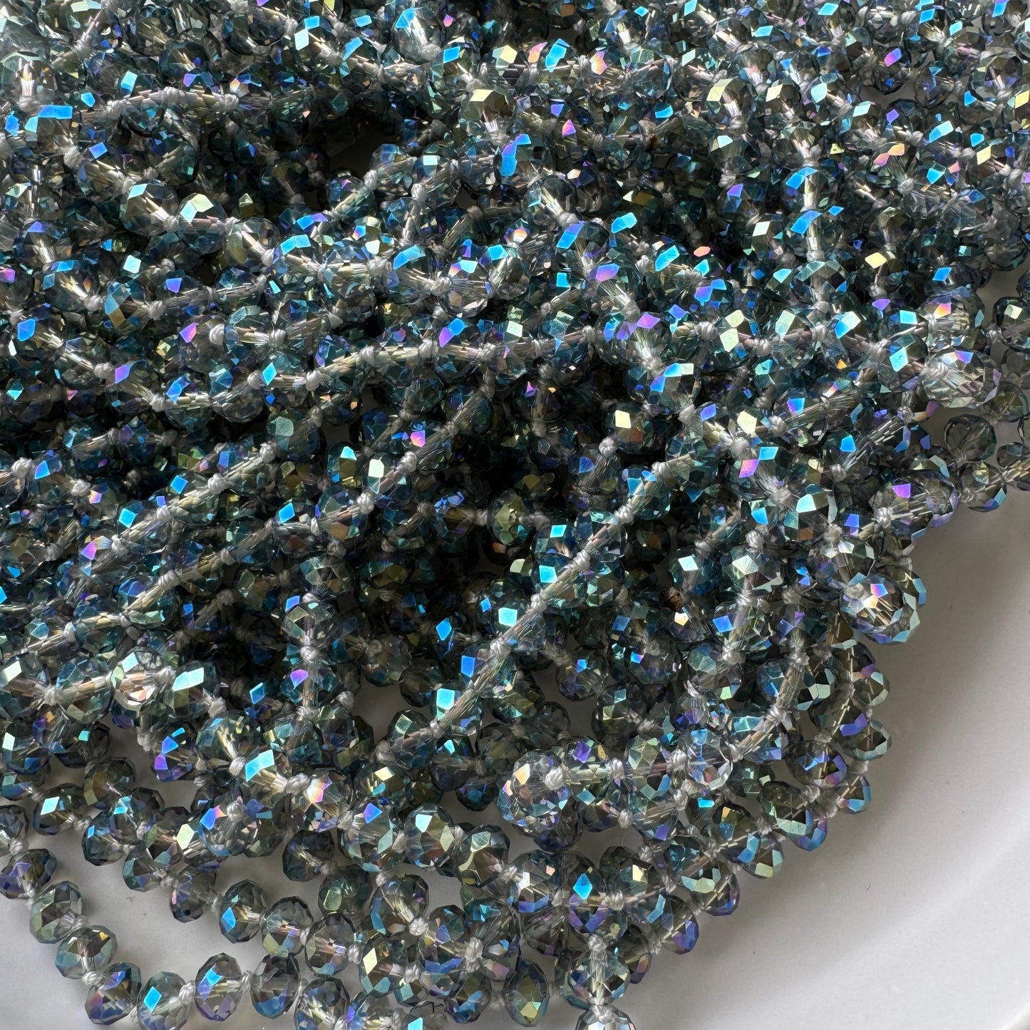 0004 Beaded Long Necklace, Denim