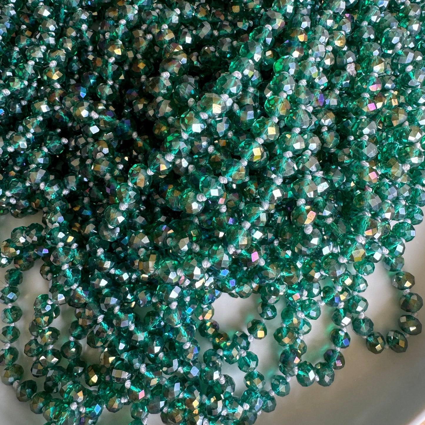 0004 Beaded Long Necklace, Emerald