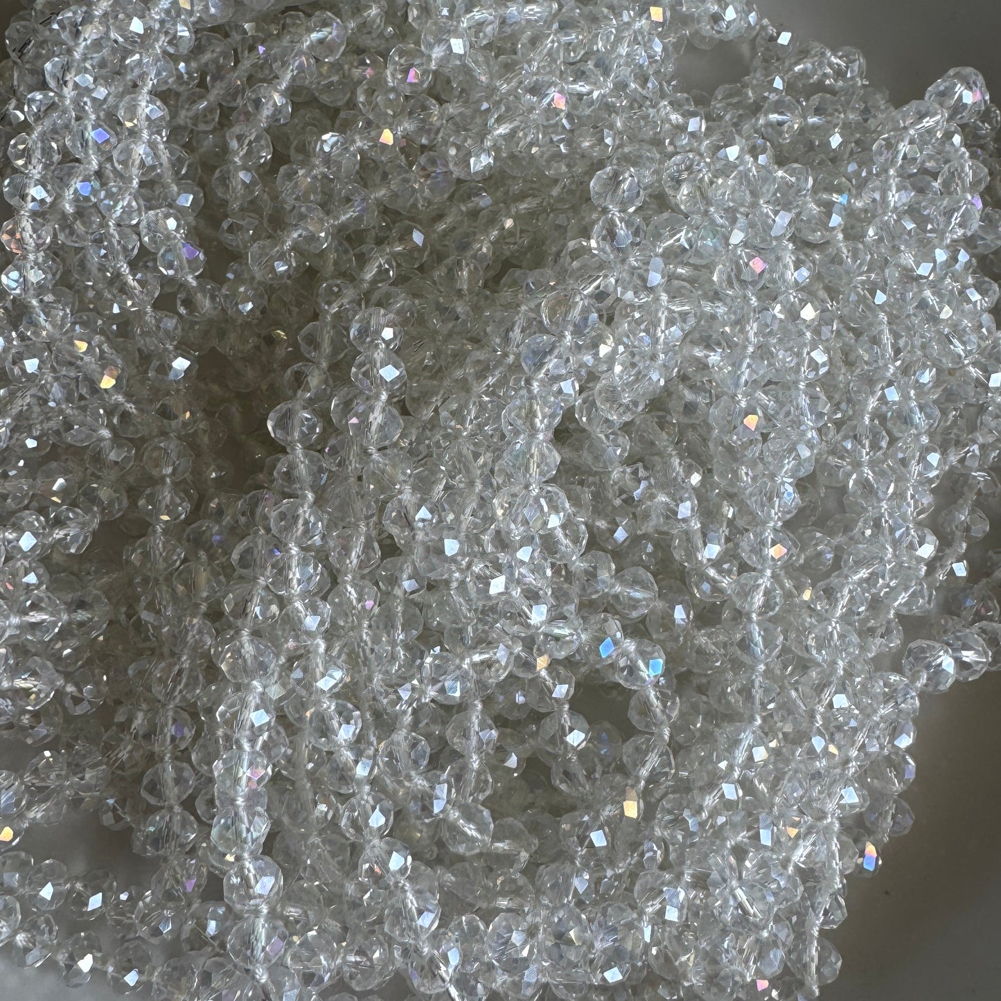 0004 Beaded Long Necklace, Clear