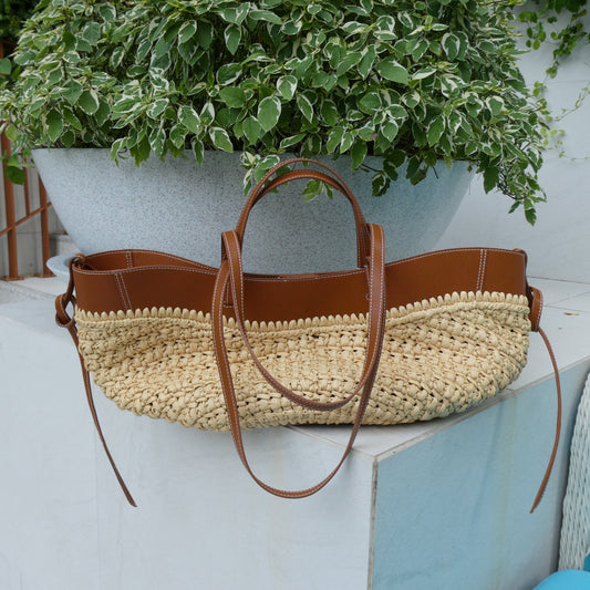 JENNY Raffia / Cognac Tote Bag *LATE-SEPT*