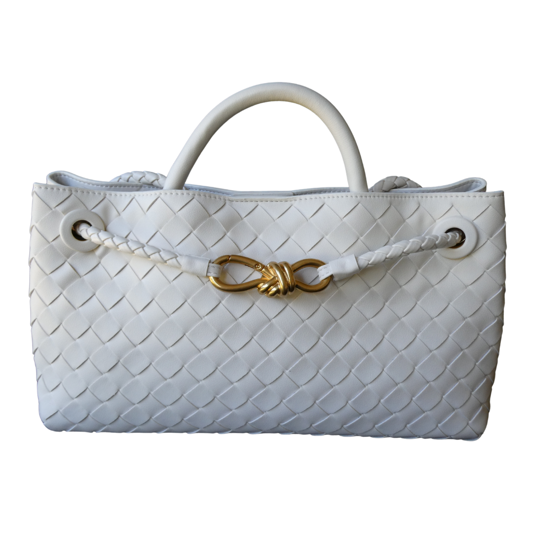 LACEY Long Weave Bag, White