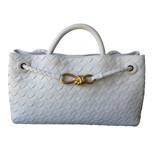 LACEY Long Weave Bag, White