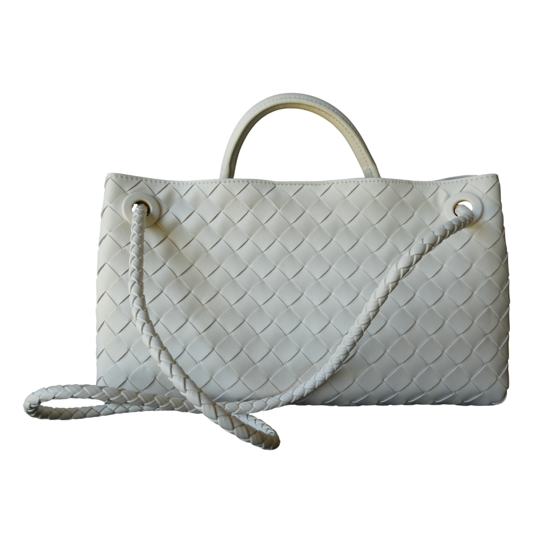 LACEY Long Weave Bag, White