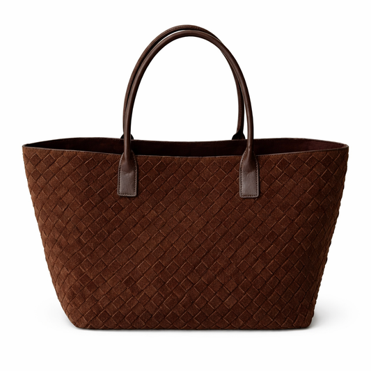 MONICA, Chocolate Suede Tote Bag *Early-March Delivery*