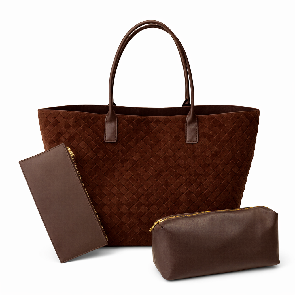MONICA, Chocolate Suede Tote Bag *Early-March Delivery*