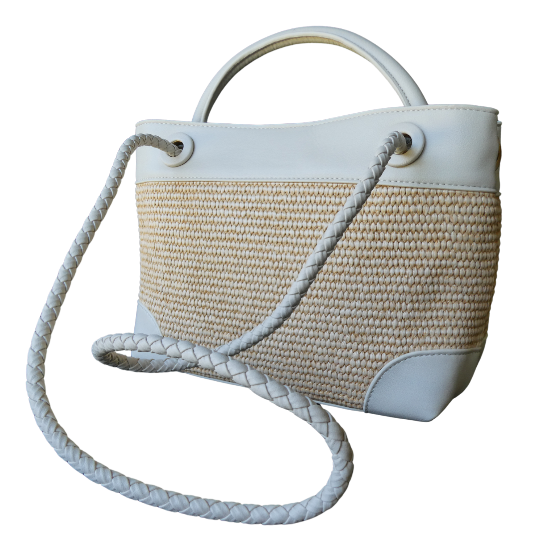 PORTIA Raffia/Milk Handbag