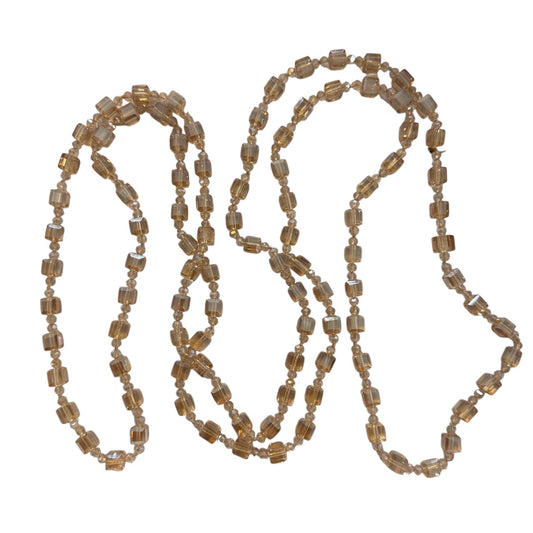 0006 Beaded Long Necklace, Champagne