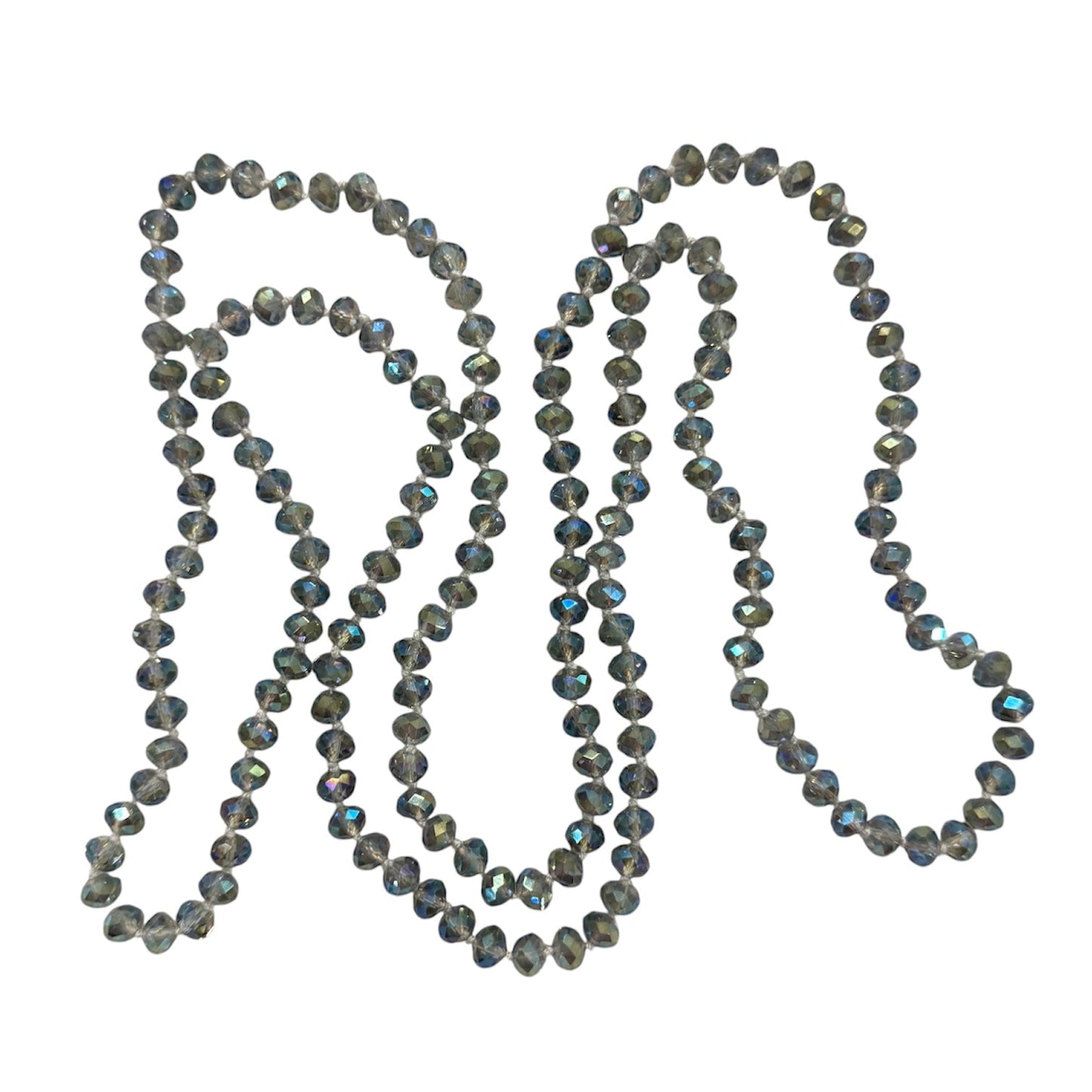 0004 Beaded Long Necklace, Denim