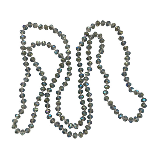 0004 Beaded Long Necklace, Denim
